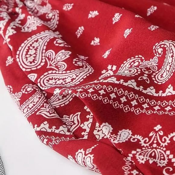 Paisley Red Wide Leg Pants - Picture 4 of 6